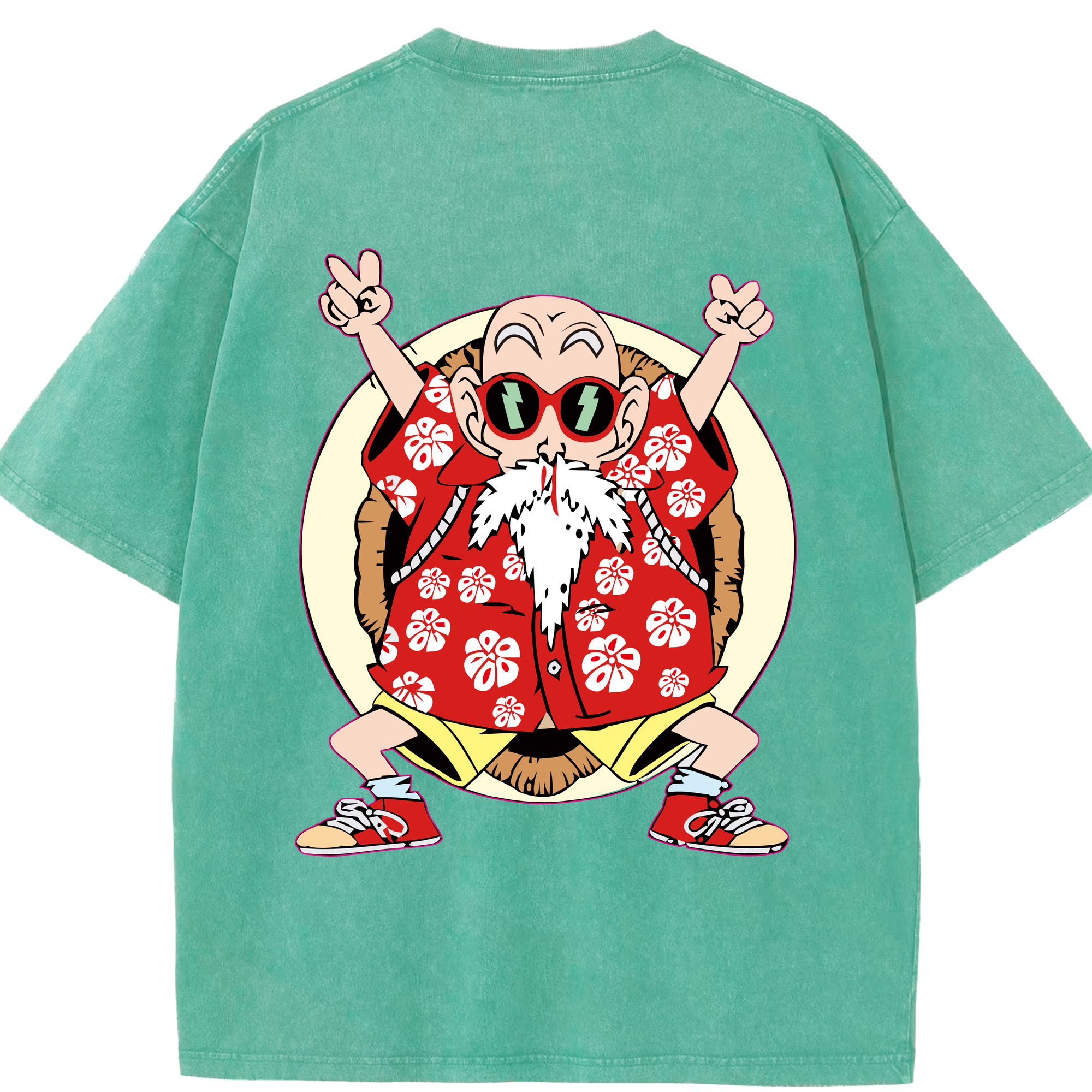 （画像用） ドラゴンボール 亀仙人（かめせんにん） DRAGON BALL Master Roshi Kame Sennin 綿100% ヴィンテージ風 半袖Tシャツ（背面プリント）